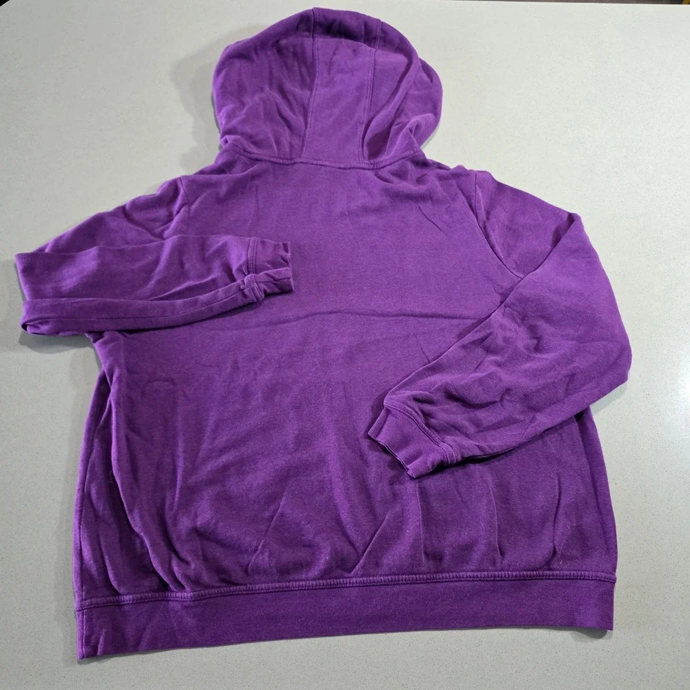 Nike Womens Just Do It Graphic Hoodie Purple Pink Funnel Neck Pullover XL